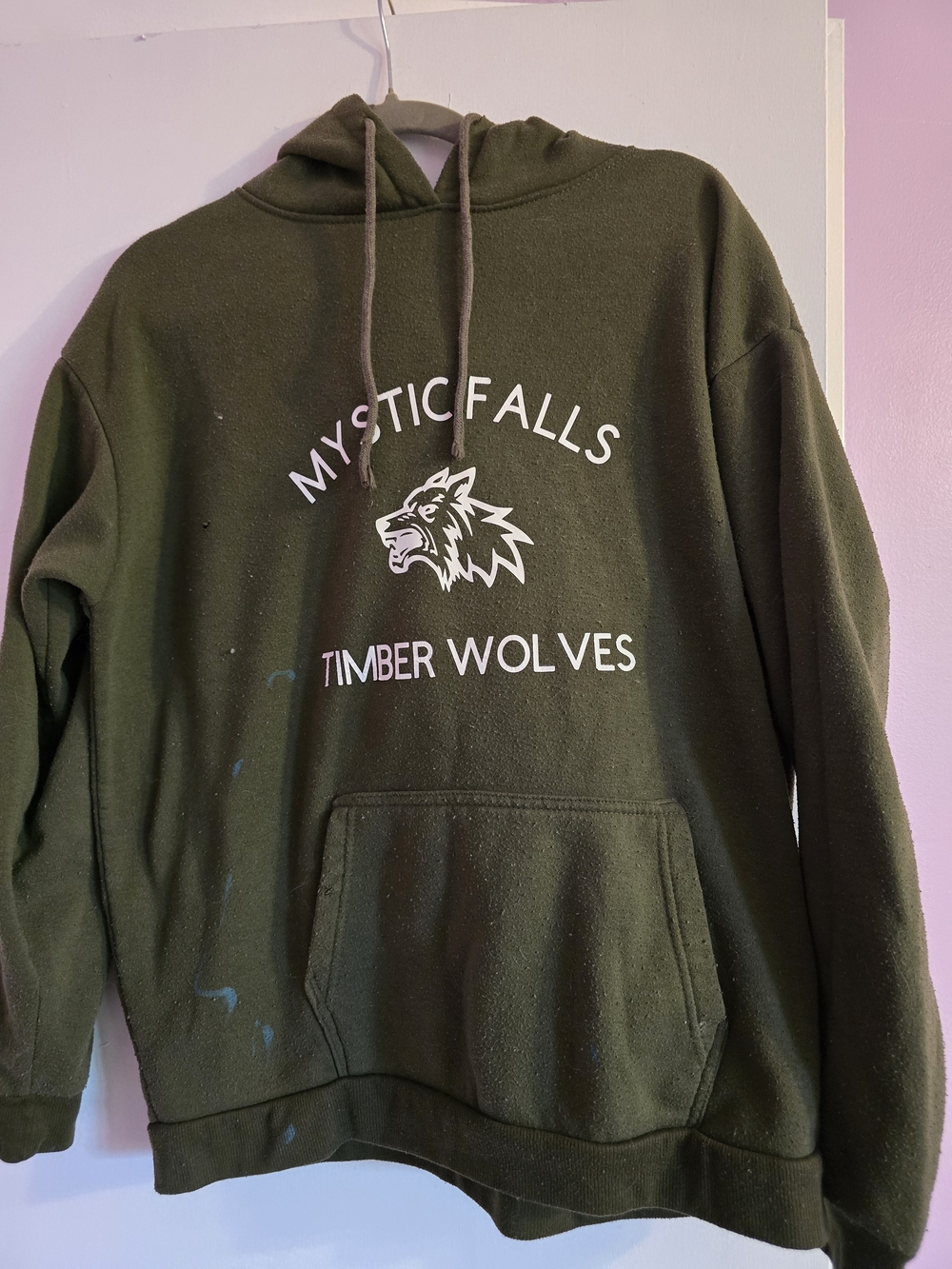 Ardene Olive Green 'Mystic Falls Timber Wolves' Hoodie